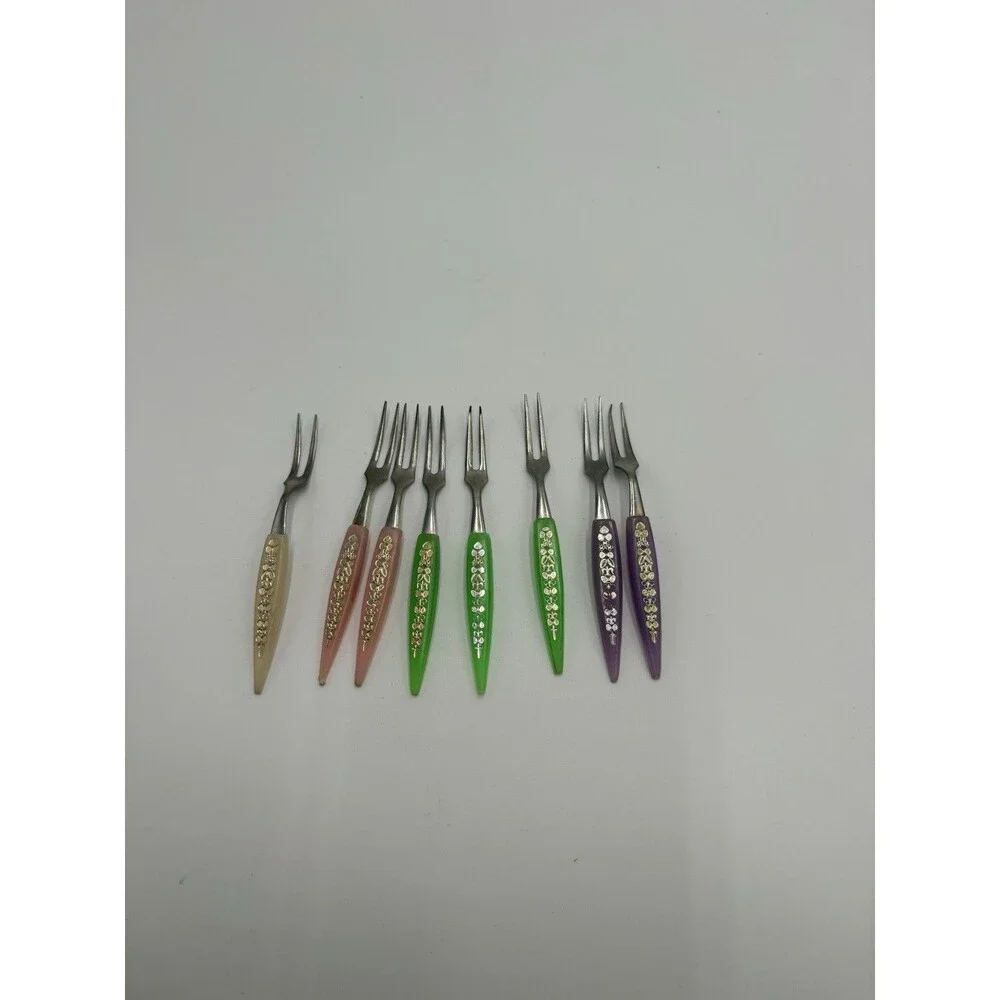 8 Mid Century Modern Stainless Japan Hors d'oeuvre Forks